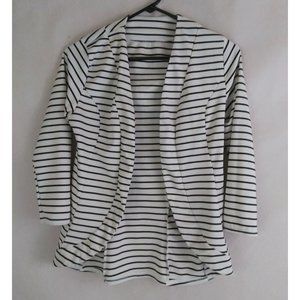 Women's Black & White Striped Open Front Top Size Small